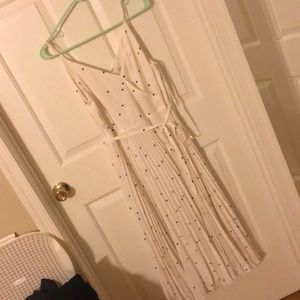 NWT LOFT polka dot pleated dress size 8
